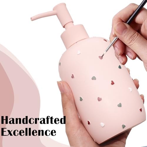 Premium Pastel Heart 4-Piece Bathroom Accessory Set - Pink
