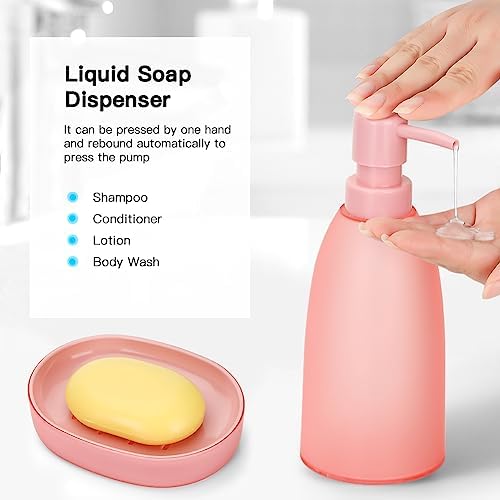 OTOSTAR Pink Bathroom Accessory Set - 8-Piece Essential Collection