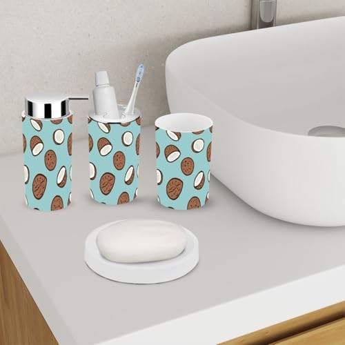 6 Piece Cartoon Tropical Coconut Bathroom Accessories Set