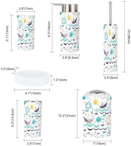 Bathroom Accessories Set 6 Pcs Durable Functional Decor 1