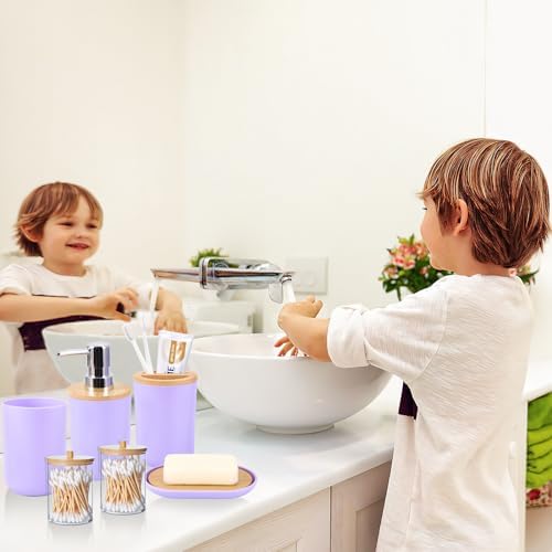 SLDIYWOW Purple Bathroom Accessories Set