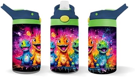 Neon Cute Dinosaur Water Tumbler for Kids 12oz