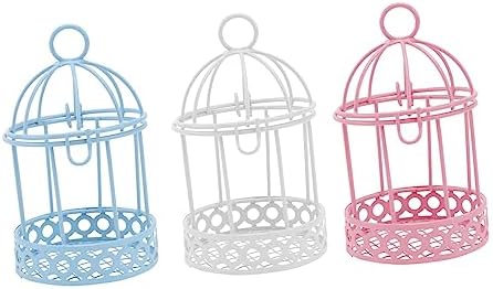 3pc Set Wrought Mini Birdcage Ornament Bird Cage Candle