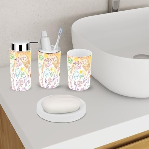 Bath Time Fun Collection 6-Piece Kids-Friendly Bathroom Accessory Set