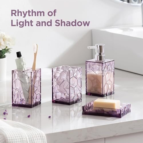 HBlife Bathroom Accessories Set with Lavender Purple Acrylic Containers