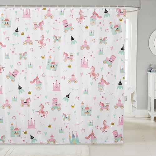 Feelyou Kids Princess Shower Curtain with 12 Hooks