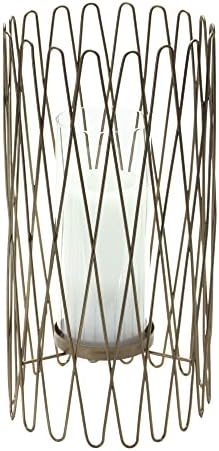 Melrose Iron and Glass Candle Holder with Gold Finish