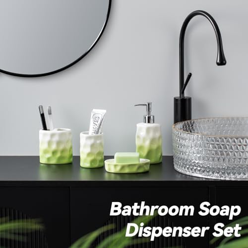 Sage Green Bathroom Accessory Set - 4 Piece Hand Pinch Design