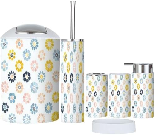 Bathroom Accessories Set 6 Pcs Pastel Gradient Decor