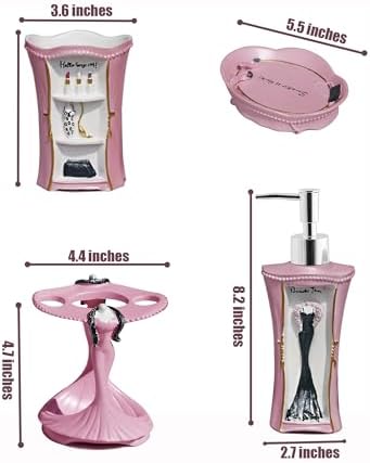 Luxeux 5-Piece Bathroom Accessories Set Pink