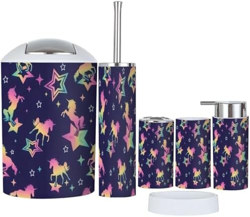 Sleek Durable 6-Piece Bathroom Accessory Set with Smooth Closure Holographic Design