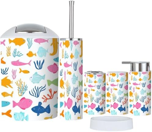 Bathroom Accessories Set 6PCS Kids Seamelike Pattern for