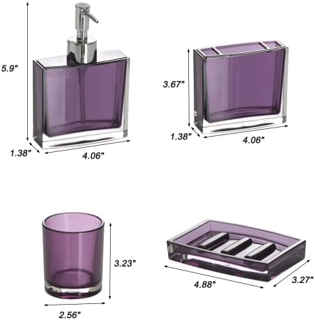 Purple Bathroom Accessories Set 5 Pcs Acrylic