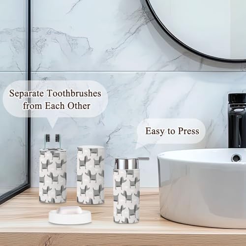 Bathroom Accessories Set 6 Pcs - Modern Dog Design for Kids Adults