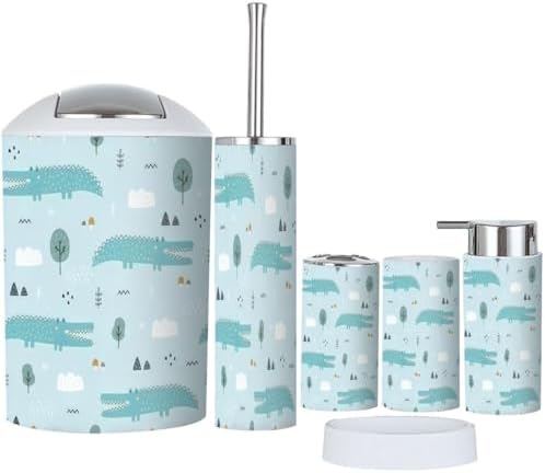 6 Piece Bathroom Accessories Set with Crocodile Design
