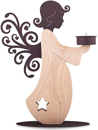 Wood Angel Tealight Candle Holder - Handcrafted Memorial Decor