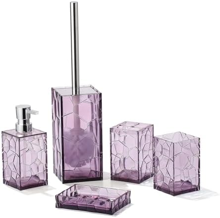Rust-Free Acrylic Bathroom Accessories Set 5-Piece Lavender Purple