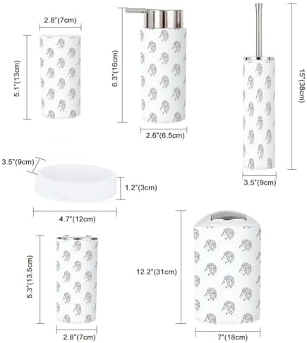Hedgehog Style 6 Piece Bathroom Accessory Set