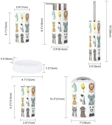 6-Piece bath Accessory Set for Kids with Cute Animal Themes