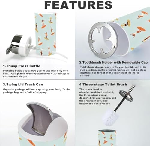 Surf Girl Bathroom Accessories Set 6 Pcs