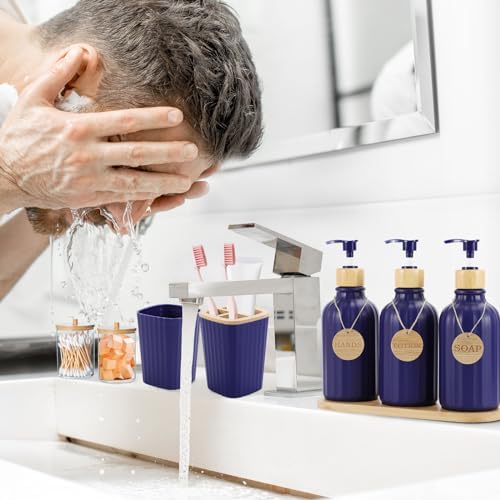 XLHOMO Navy Blue Bathroom Accessories Set 17PCS for Home Use