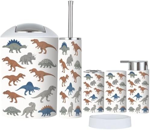Cute Dinosaur Bathroom Accessory Set 6 Pieces