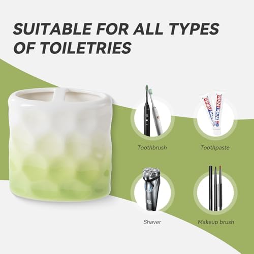 Sage Green Bathroom Accessory Set - 4 Piece Hand Pinch Design