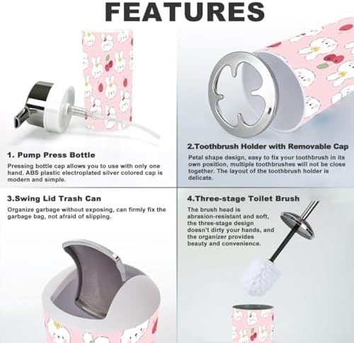 Bathroom Accessory Set for Kids 6 Piece Cute Kawaii