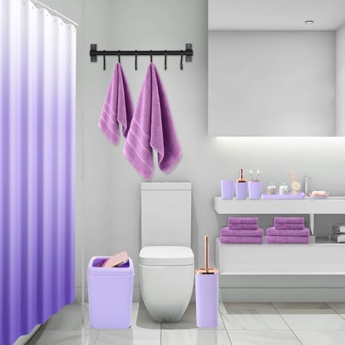 Complete Bathroom Accessories Collection Purple Bath Set with Essential Pieces