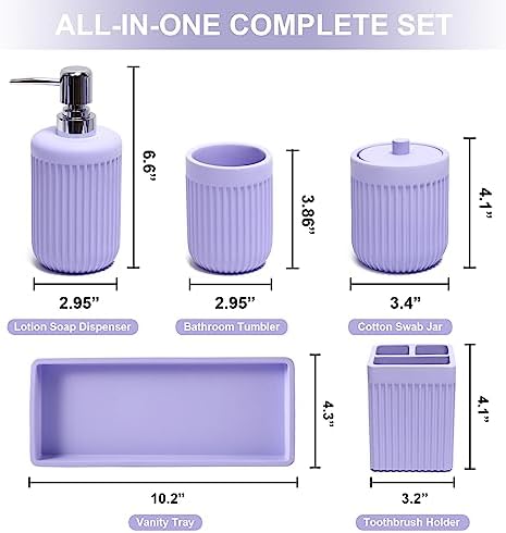 5-Piece Resin Bathroom Set for Blissful Hygiene