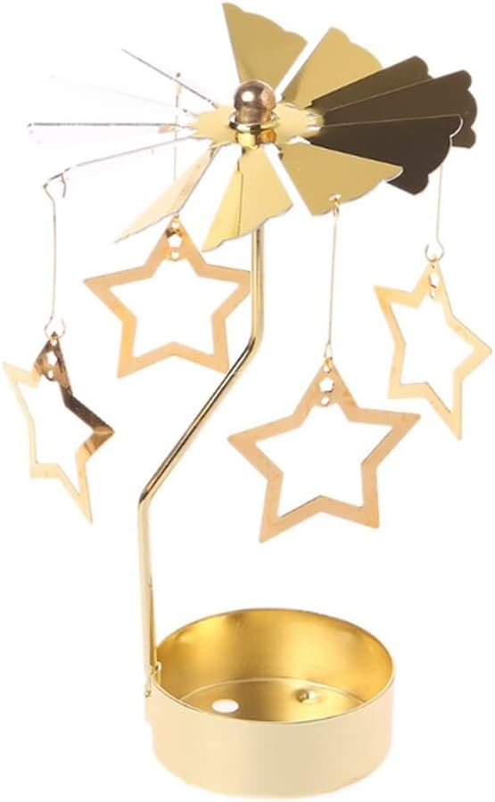 Elegant Gold Star Rotary Candle Holder
