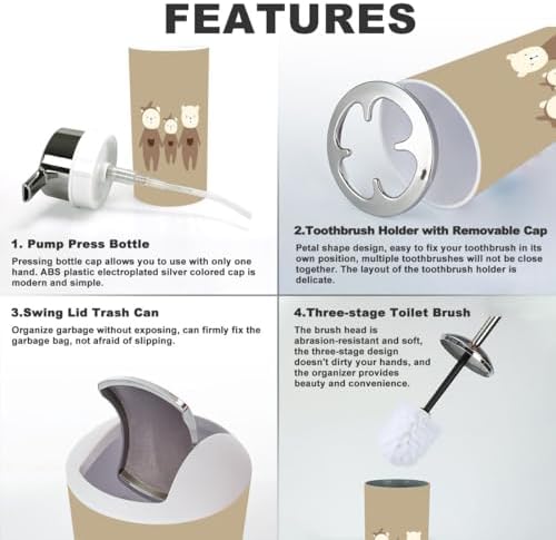 Bathroom Accessories Set 6 Pcs Modern Durable Storage