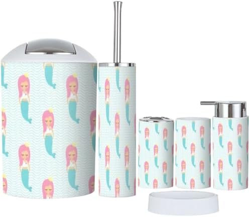 Scenic Pink Bathroom Set 6-PieceMERF Girl Design