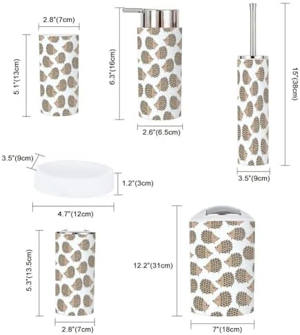 JBNJANKDAV Bathroom Accessories Set 6 Pcs Cute Hedgehogs Decor