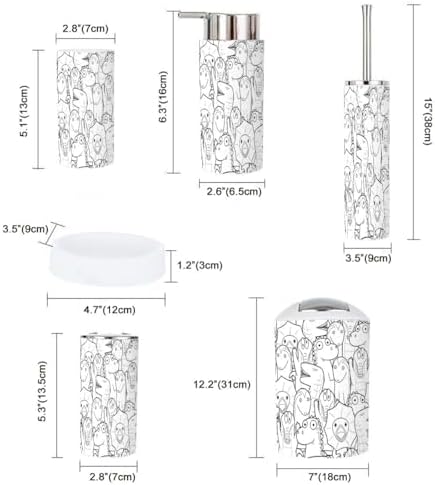 Bathroom Accessory Set 6 Pcs Modern Animals Design