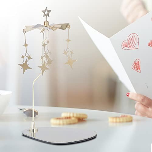 Stainless Steel Rotating Candle Holder Gold Star Design Home Decoration