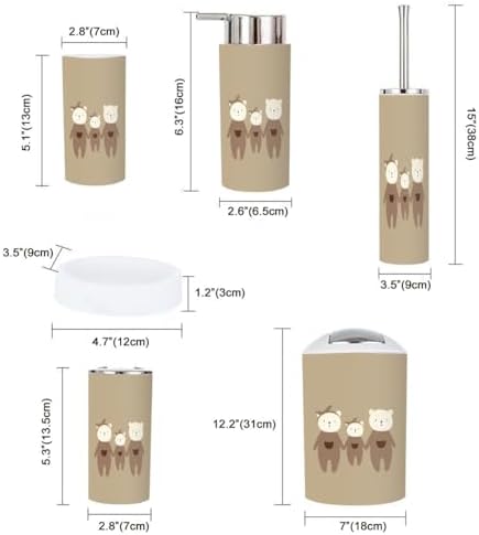 Bathroom Accessories Set 6 Pcs Modern Durable Storage