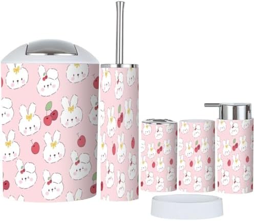 Bathroom Accessory Set for Kids 6 Piece Cute Kawaii