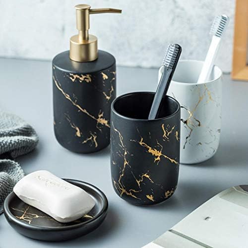 YYW Black Ceramic Bathroom Set - Sturdy and Stylish for Your Vanity