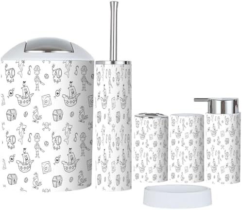 Cute Pirate Bathroom Accessories Set 6 Pcs