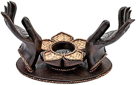 AeraVida Handcarved Open-Handed Candle Jewelry Holder