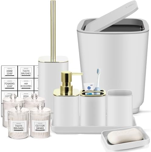IMAVO 11 Piece White Bathroom Accessory Set
