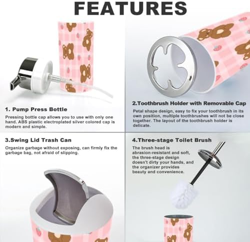 Sturdy 6-Piece Bath Set with Teddy Bear Design