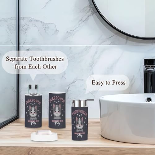 Stylish 6-Piece Cat-Themed Bathroom Set