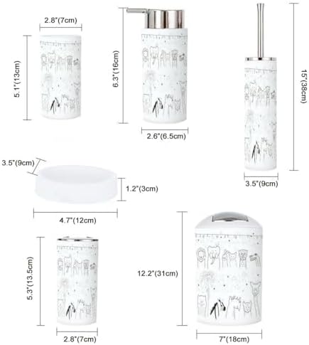 JBNJANKDAV Cute Animal Bathroom Set 6 Pcs White