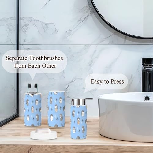 6-Piece Modern Bathroom Set with Cute Hedgehogs Design
