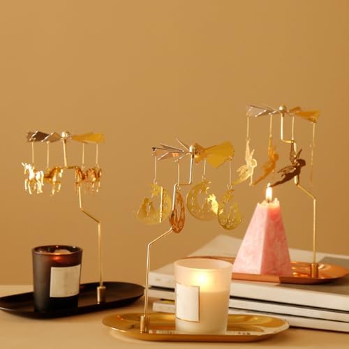 Ciieeo Christmas Jewelry Set - Taper Candle Holder Rotating Christmas Candle Countries