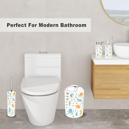 Cute Sea Creatures Bathroom Accessory Set 6 Piece