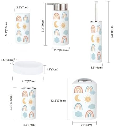 6-Piece Pastel Spring Kids Clipart Bathroom Accessory Set for Home
