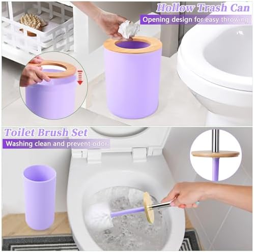 SLDIYWOW Purple Bathroom Accessories Set
